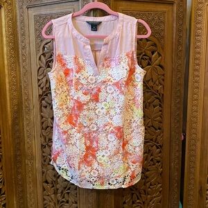 Investments sleeveless Georgette and lace tunic thank you bye